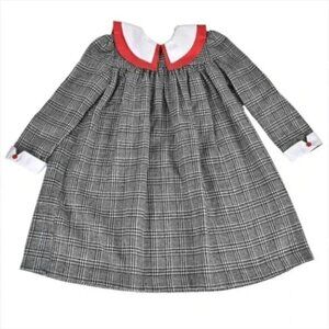 Vintage Dress Plaid Peter Pan Collar Black White Dress Girls  Size 6